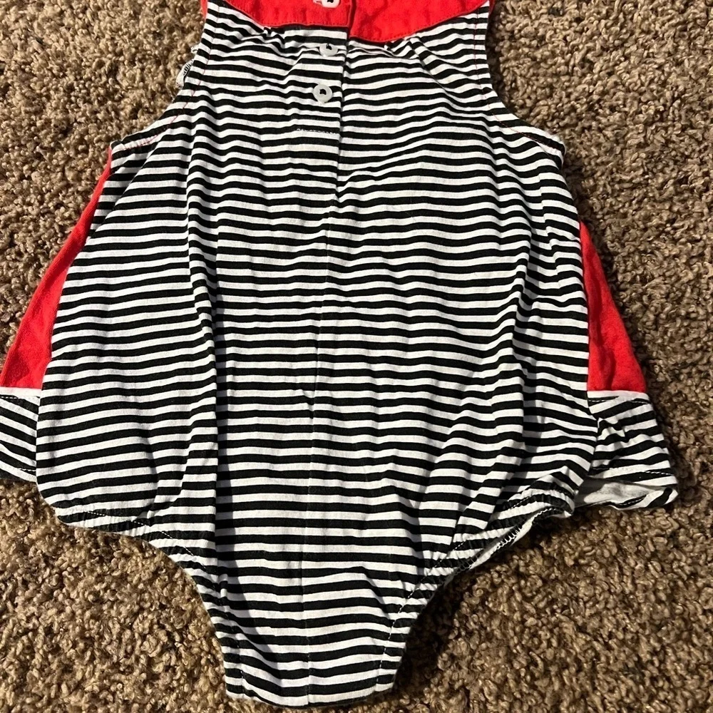 First Impression Set of 2 Dress Rompers Light Blue Striped Watermelon Size 12m